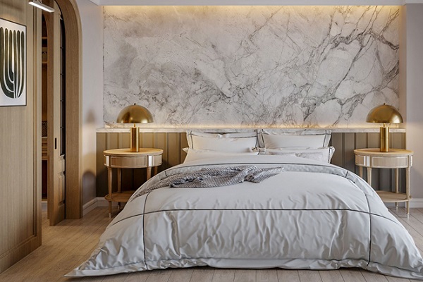 Ốp tường phòng ngủ giả đá