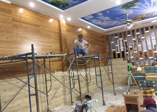 ốp tường bằng bán sàn tre Maxwood
