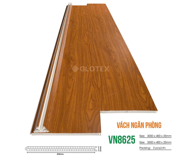 Vách ngăn nhựa giả gỗ 2 mặt Glotex WN8625