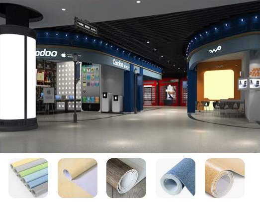 Sàn nhựa cuộn lát trung tâm thương mại