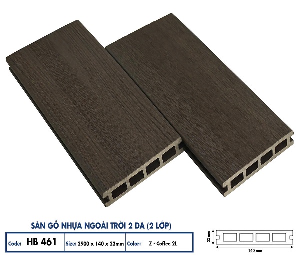Sàn gỗ nhựa ngoài trời Hobi Wood 2 da HB461