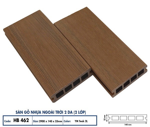 Sàn gỗ nhựa ngoài trời Hobi Wood 2 da HB462