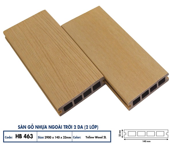 Sàn gỗ nhựa ngoài trời Hobi Wood 2 da HB463