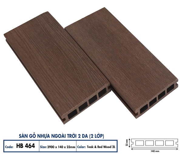 Sàn gỗ nhựa ngoài trời Hobi Wood 2 da HB464