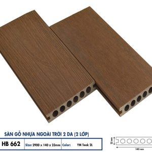 Sàn gỗ nhựa ngoài trời Hobi Wood 2 da HB662