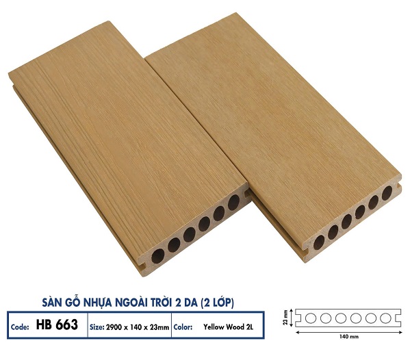 Sàn gỗ nhựa ngoài trời Hobi Wood 2 da HB663