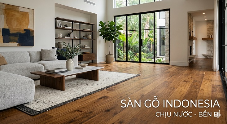 Sàn gỗ Indonesia màu gỗ Walnut sang trọng