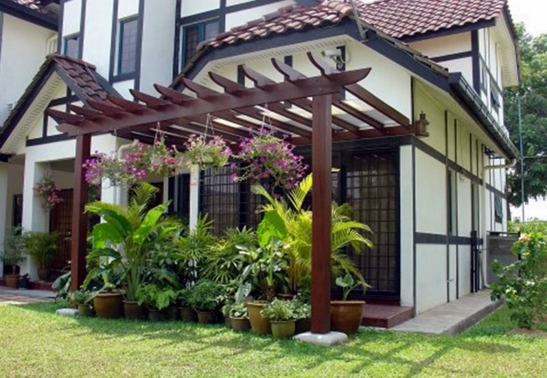 giàn hoa gỗ ngoài trời