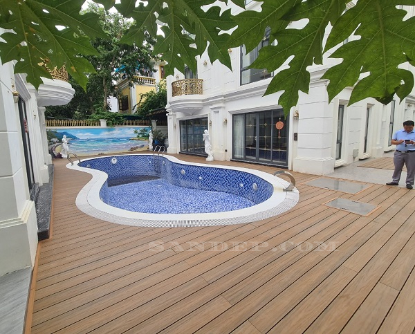 sàn gỗ nhựa ngoài trời cao cấp 2 mặt