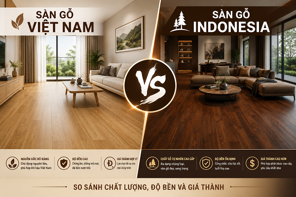 So sánh sàn gỗ Việt Nam và sàn gỗ Indonesia