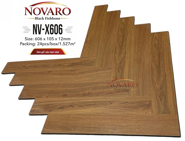 Sàn gỗ xương cá cốt đen Novaro NV-X606