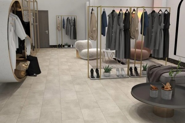 sàn nhựa giả đá showroom