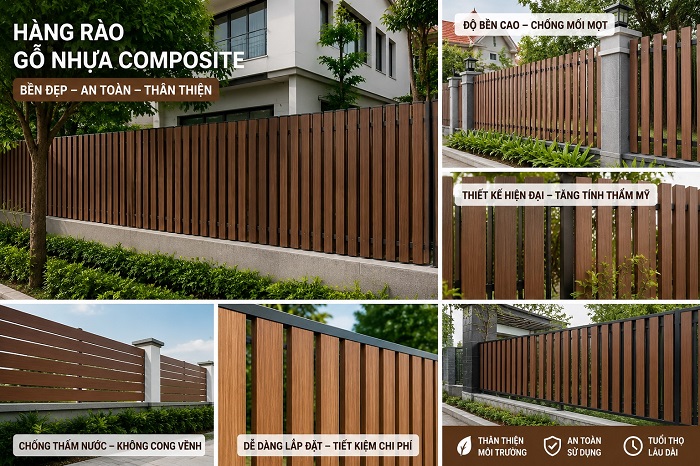 Ưu điểm nổi bật của hàng rào gỗ nhựa