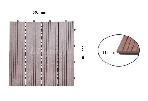 Vỉ Gỗ Nhựa Xẻ Rãnh Thẳng 300x300 mm