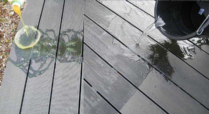 chùi rửa sàn gỗ ngoài trời