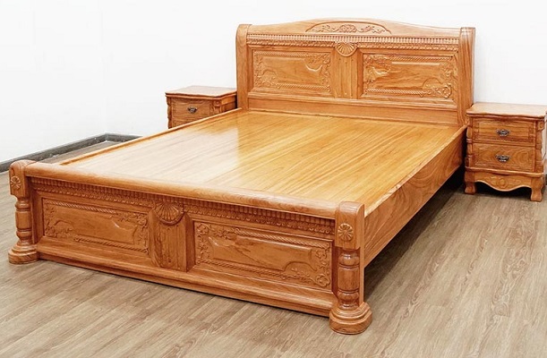 Mẫu giường gỗ gõ đỏ đẹp