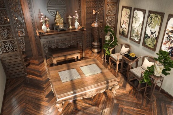 lát sàn gỗ phòng thờ