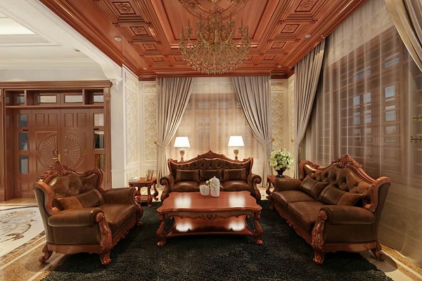 ốp trần gỗ phòng khách đẹp