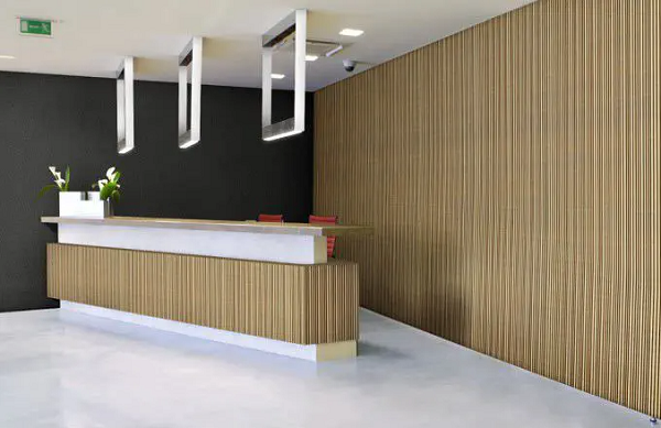 ốp tường bàn lễ tân văn phòng