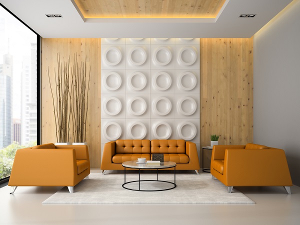 ốp tường nhựa giả gỗ phòng khách