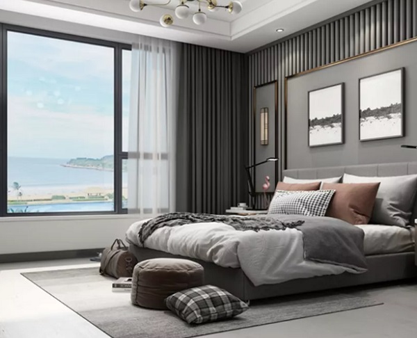 Ốp tường phòng ngủ lam sóng