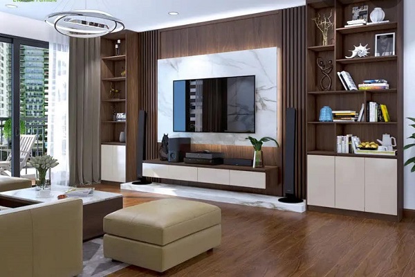 ốp vách tivi phòng khách