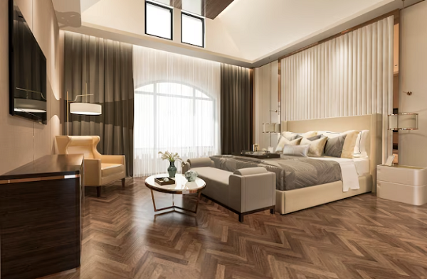 sàn gỗ inovar màu nâu lát xương cá
