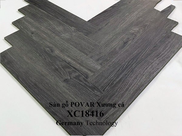 Sàn gỗ Povar XC18416 – Xám đen hiện đại