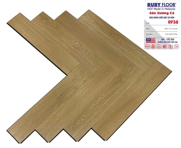 Sàn gỗ Ruby Floor xương cá cốt đen RF38