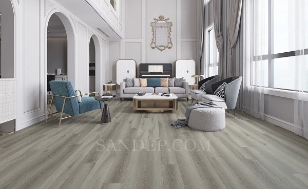 Sàn gỗ màu xám nhạt lát chung cư