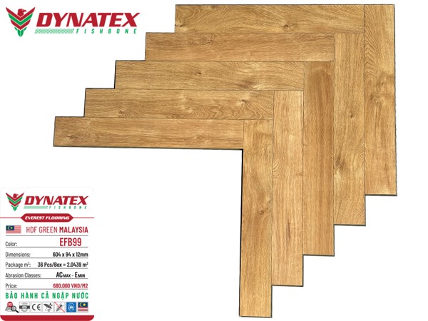 Sàn gỗ DYNATEX xương cá – Cốt đen CDF