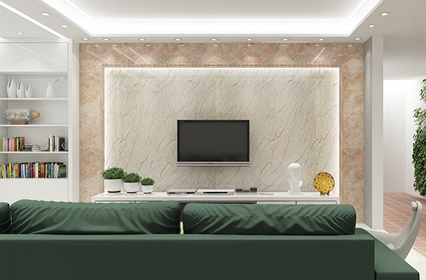 Tấm nhựa PVC giả đá ốp tường phòng khách