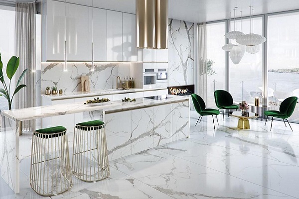 tấm ốp phòng bếp biệt thự