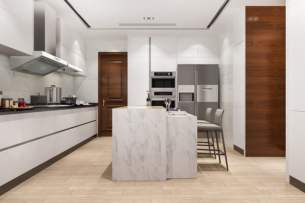 Tấm ốp tường đơn sắc phòng bếp