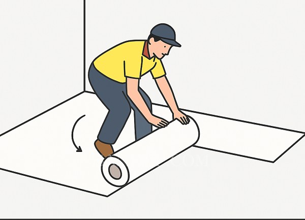 Trải lớp xốp lót sàn, xuống nền nhà lát sàn xương cá