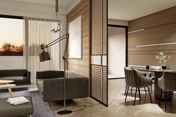 vách ngăn phòng khách và bếp đơn giản