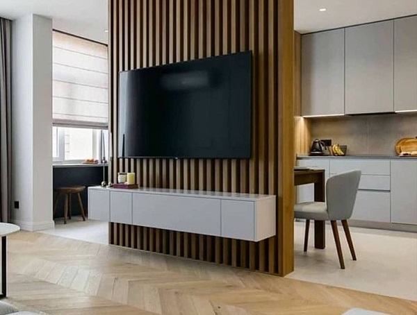 vách nhựa ngăn phòng khách và bếp